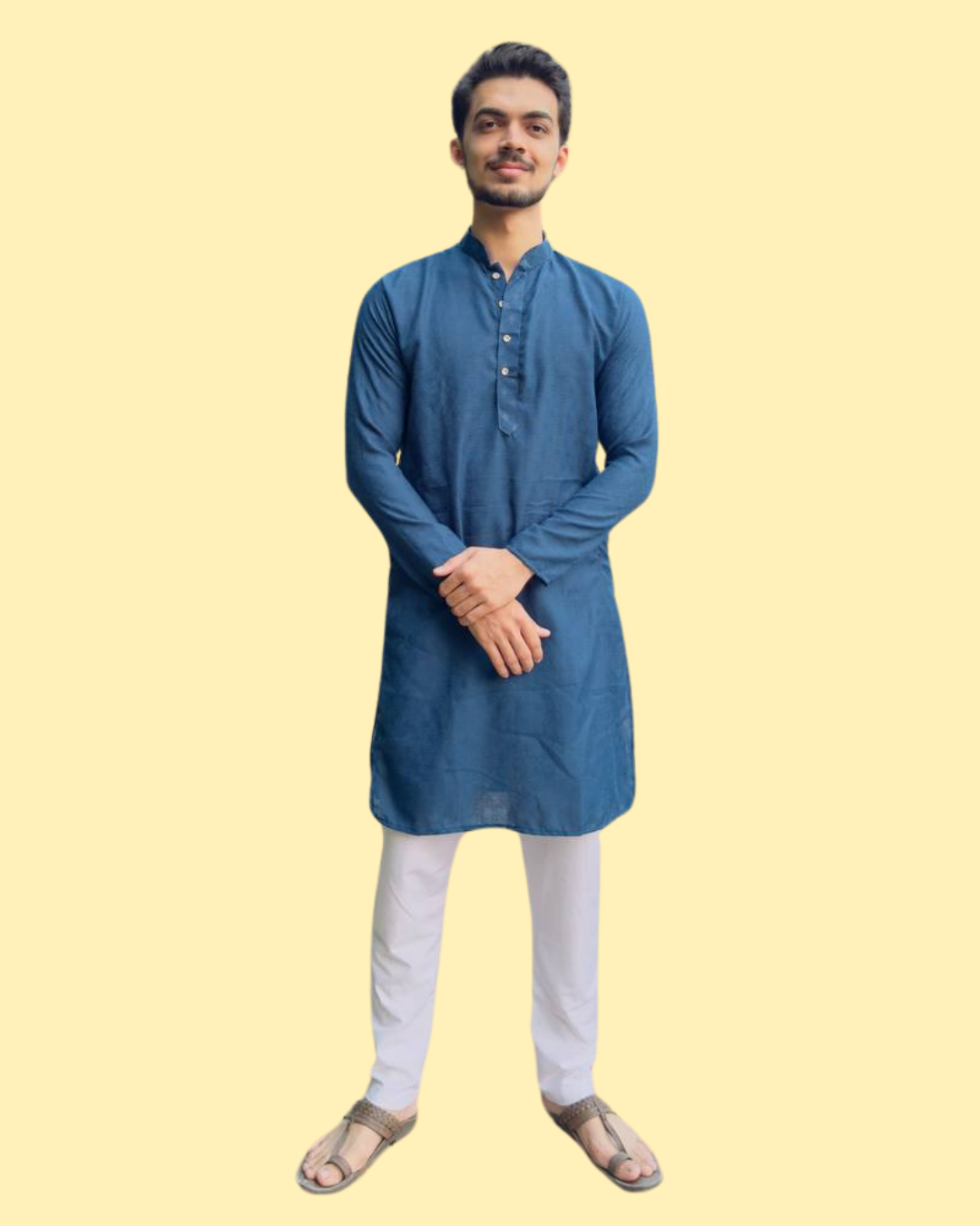 YOURSRK BLUE DOBI WORK COTTON KURTA