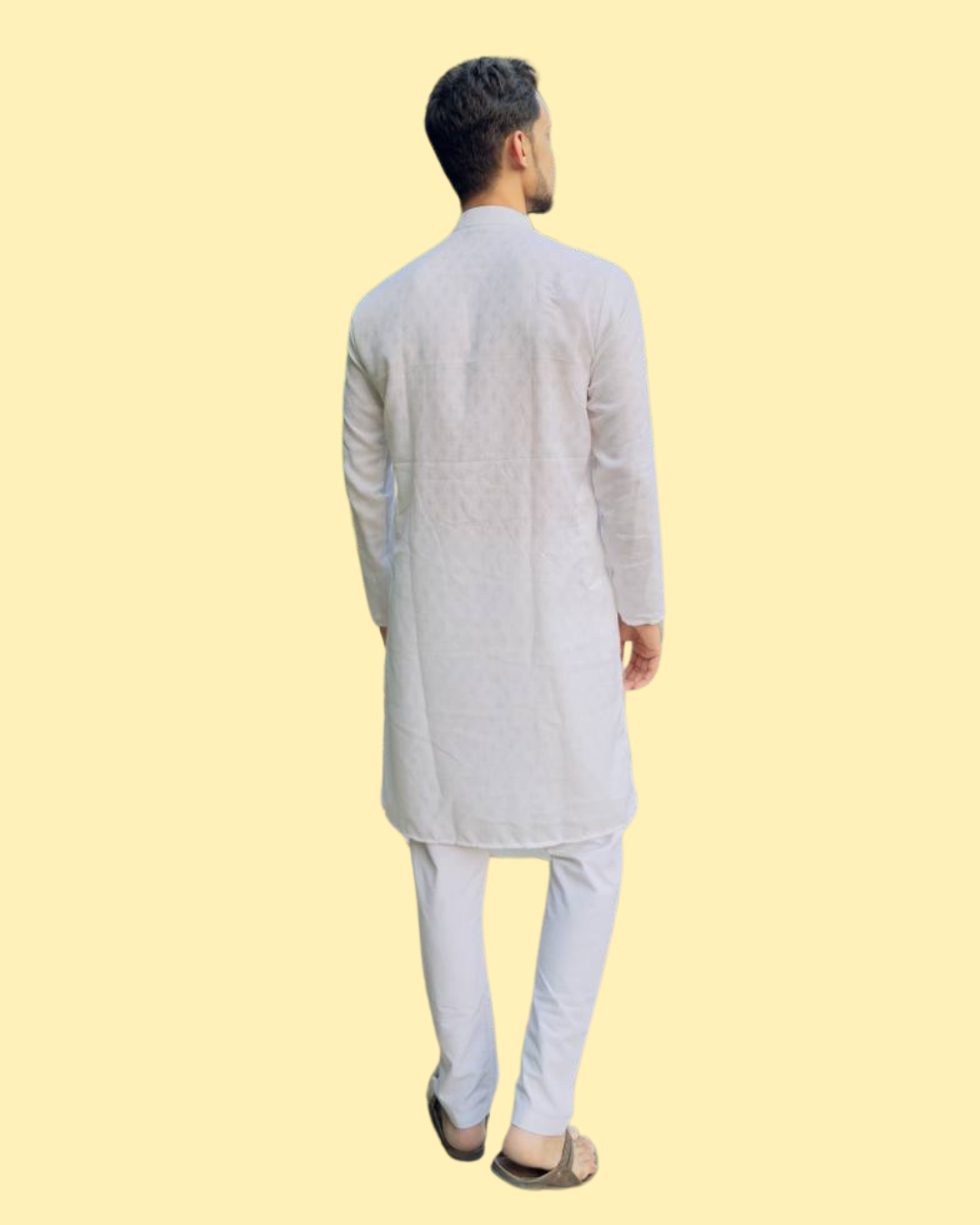 YOURSRK WHITE DOBI WORK COTTON KURTA