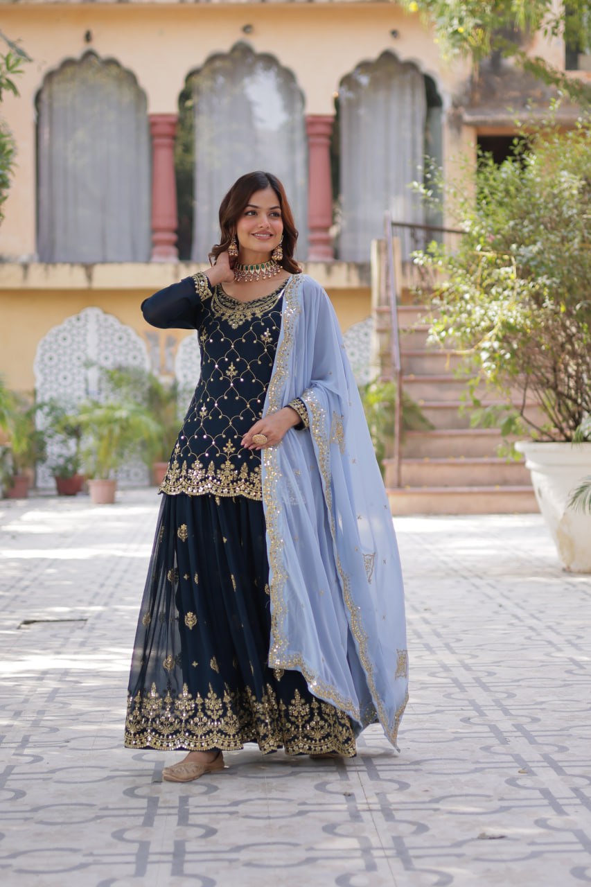 PREMIUM DESIGNER READYMADE KURTI-SHARARA-DUPATTA COLLECTIONS