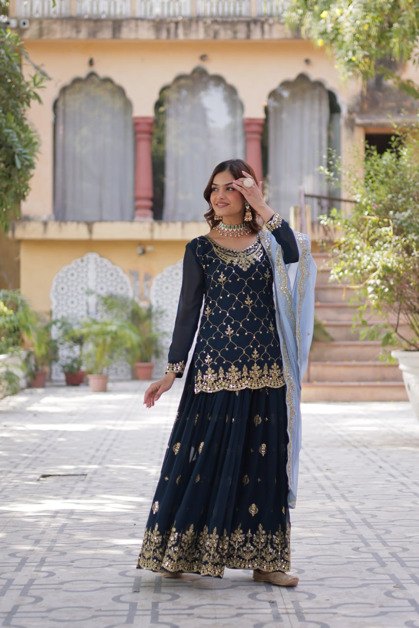 PREMIUM DESIGNER READYMADE KURTI-SHARARA-DUPATTA COLLECTIONS