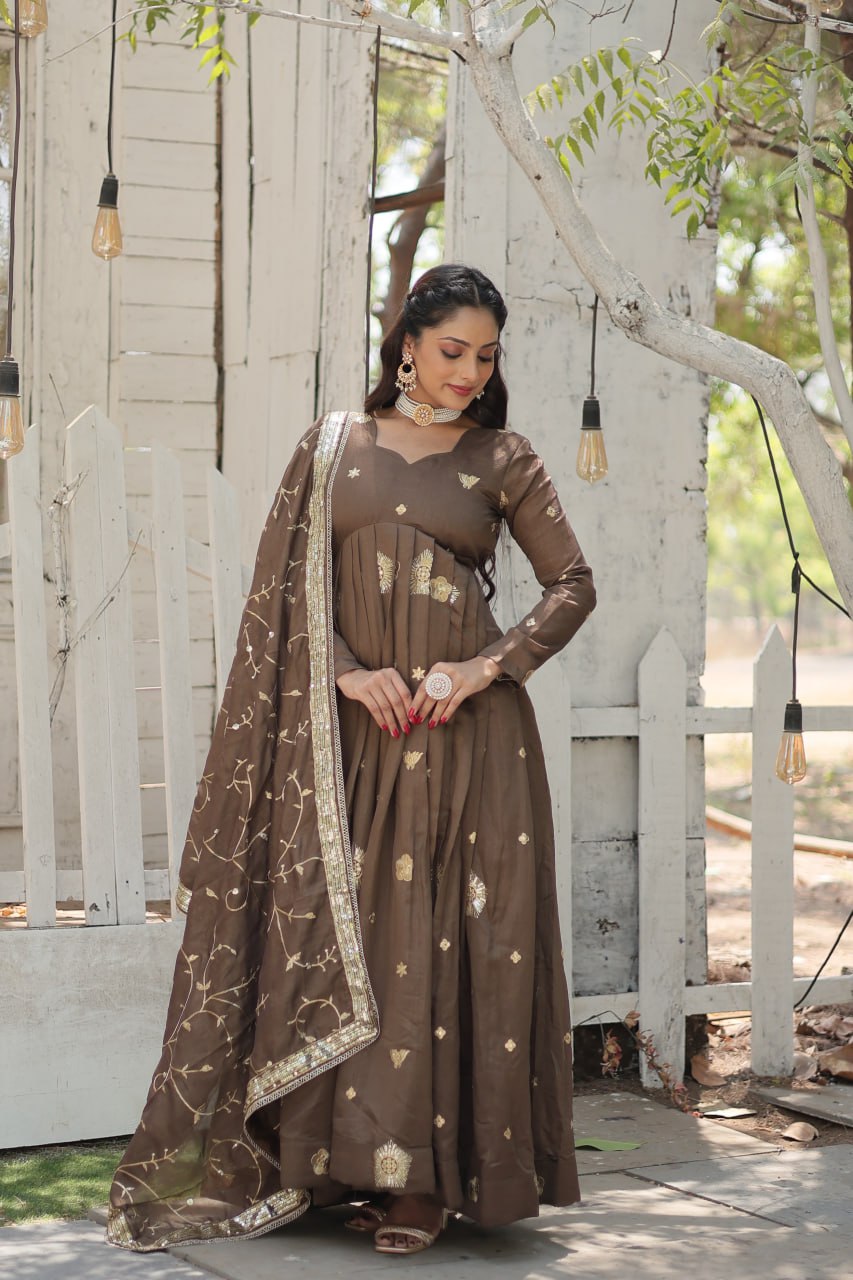 PREMIUM BEIGE GOWN-WITH-DUPATTA COLLECTIONS