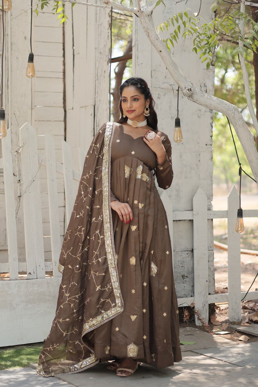 PREMIUM BEIGE GOWN-WITH-DUPATTA COLLECTIONS