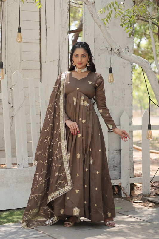 PREMIUM BEIGE GOWN-WITH-DUPATTA COLLECTIONS