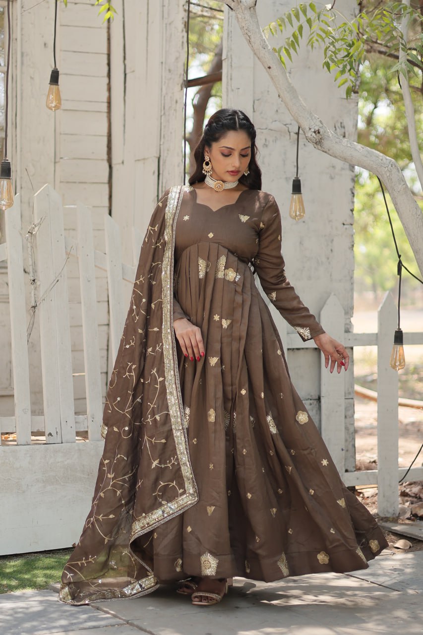 PREMIUM BEIGE GOWN-WITH-DUPATTA COLLECTIONS