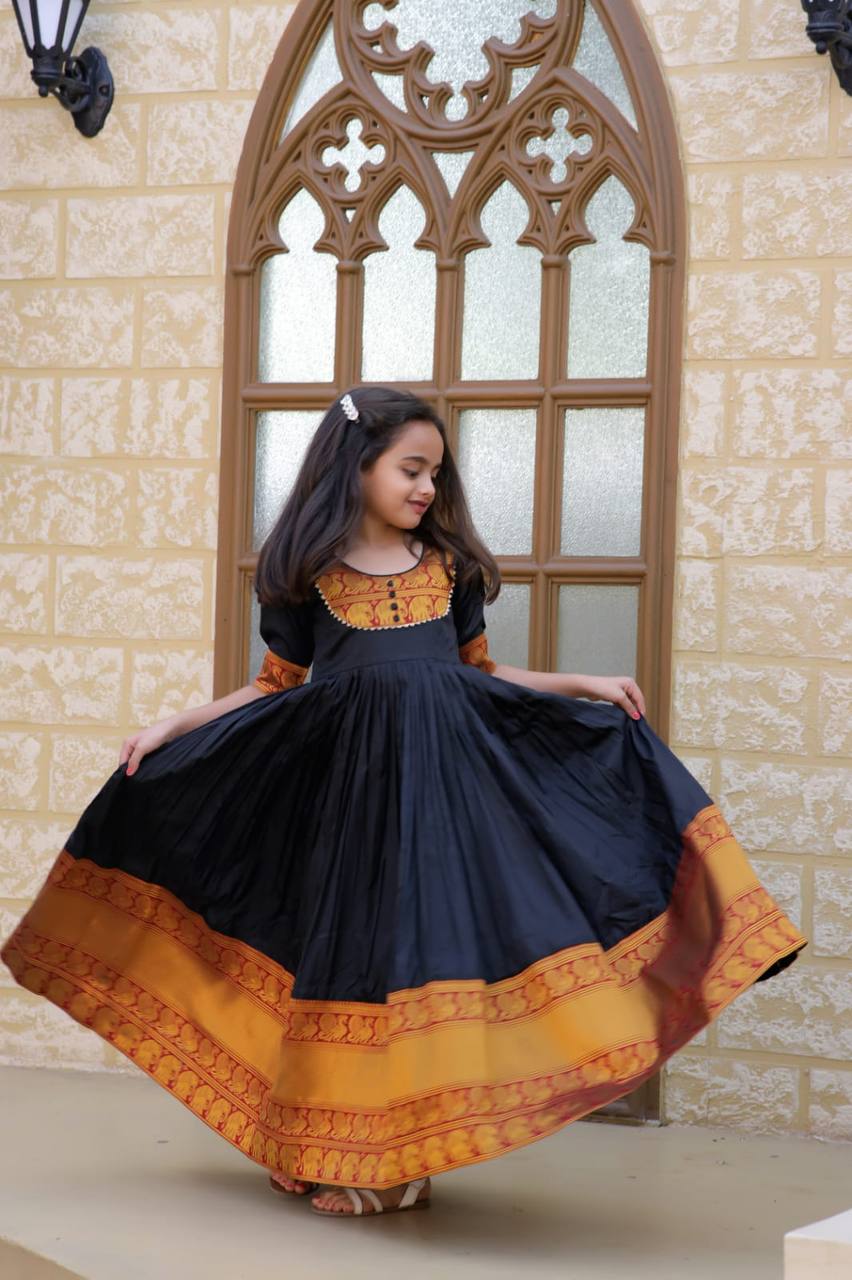 PREMIUM DESIGNER READYMADE MOM-DAUGHTER BLACK GOWN COLLECTIONS.