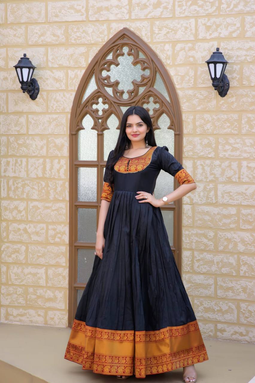 PREMIUM DESIGNER READYMADE MOM-DAUGHTER BLACK GOWN COLLECTIONS.