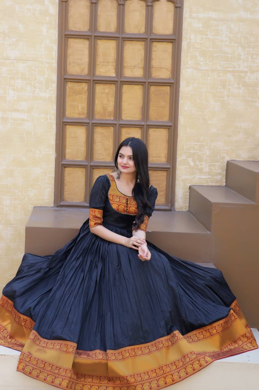 PREMIUM DESIGNER READYMADE MOM-DAUGHTER BLACK GOWN COLLECTIONS.