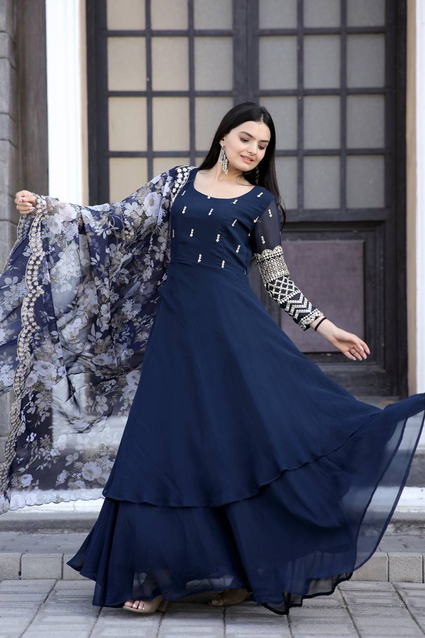 PREMIUM READYMADE BLUE GOWN-DUPATTA COLLECTIONS.💃🏻