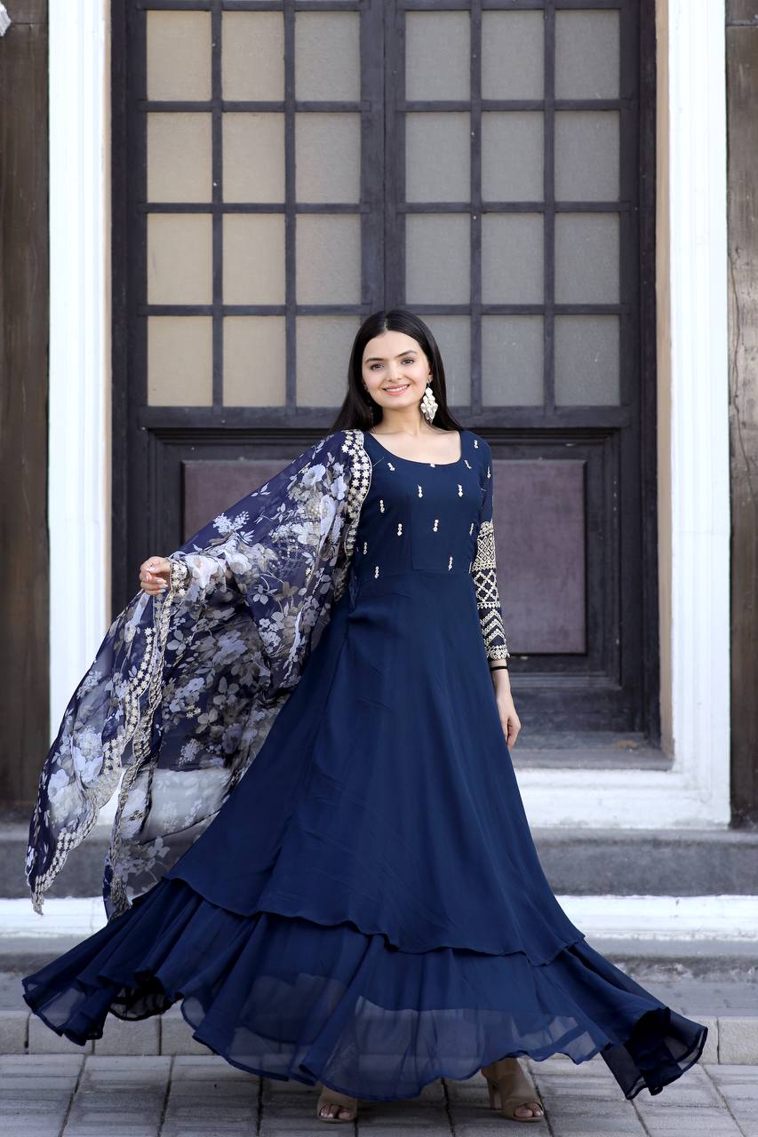 PREMIUM READYMADE BLUE GOWN-DUPATTA COLLECTIONS.💃🏻