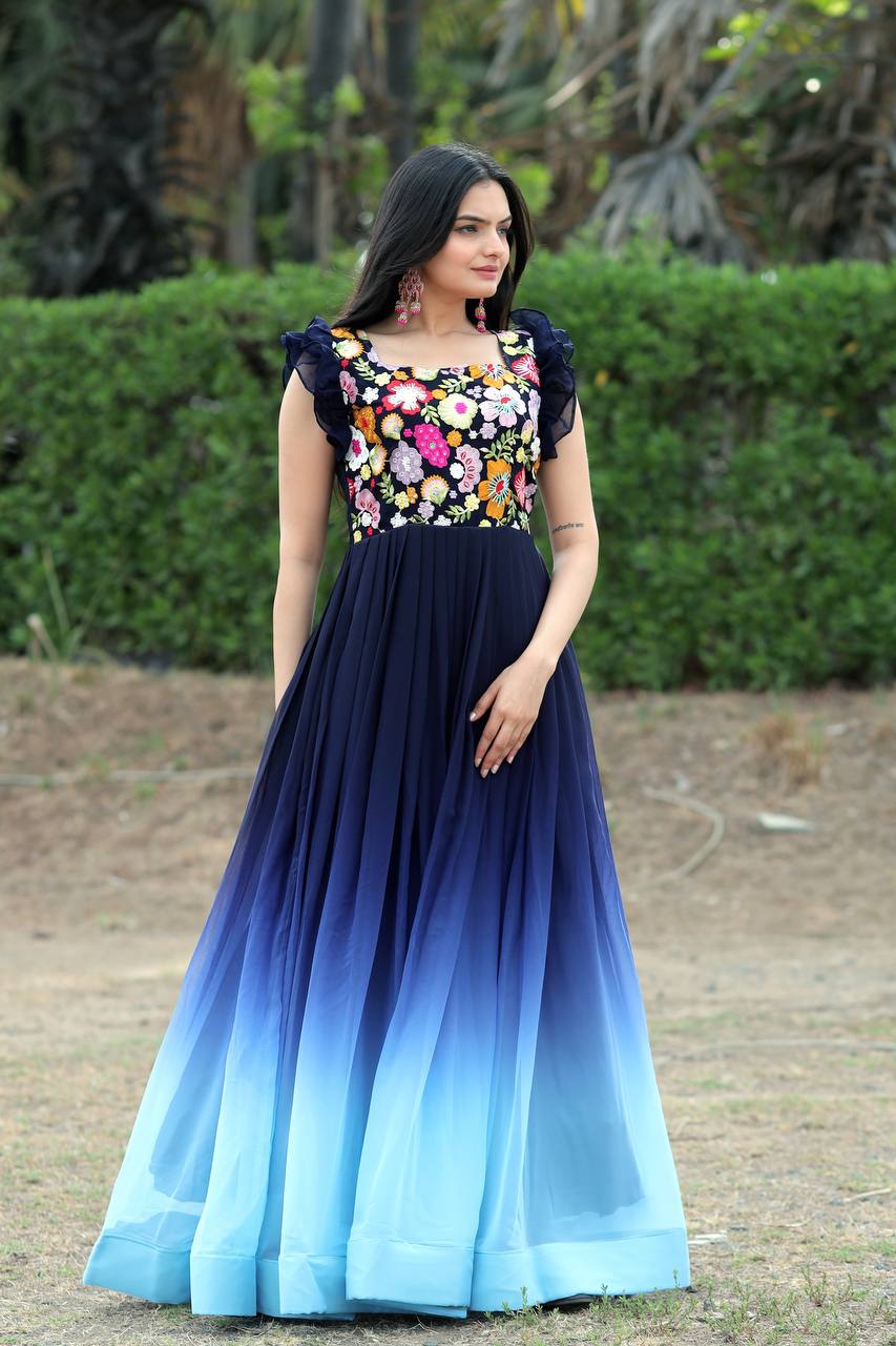 PREMIUM READYMADE DESIGNER BLUE GOWN COLLECTIONS.* 💃🏻