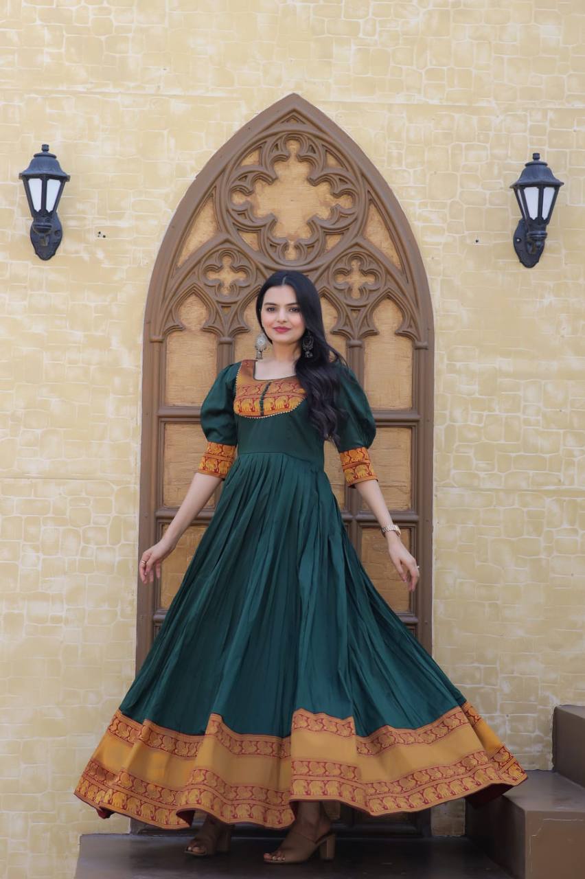 PREMIUM DESIGNER READYMADE MOM-DAUGHTER GREEN GOWN COLLECTIONS.