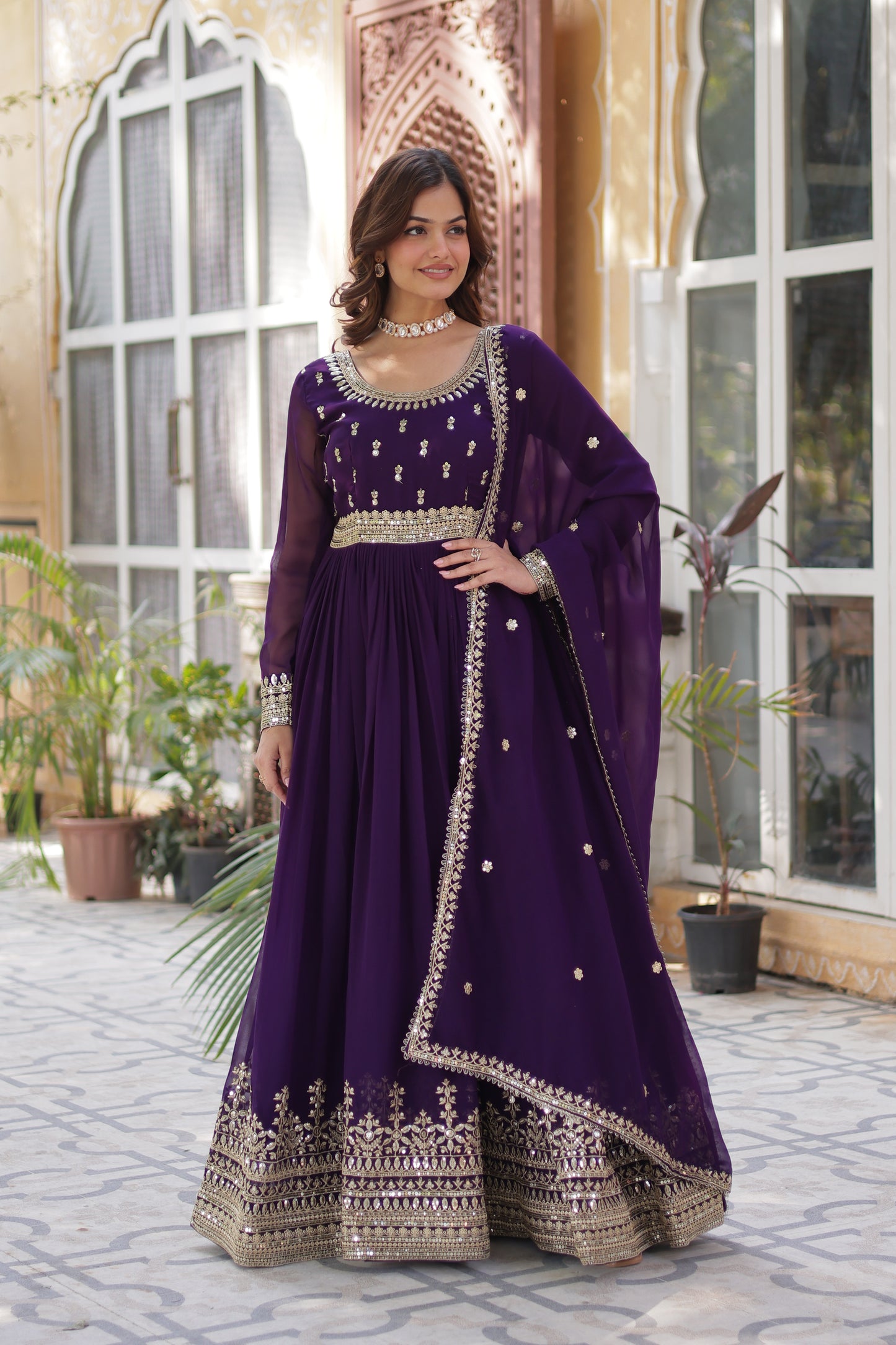 KurtaX Ultra-Luxe Gown – Perfect for Weddings (Purple)