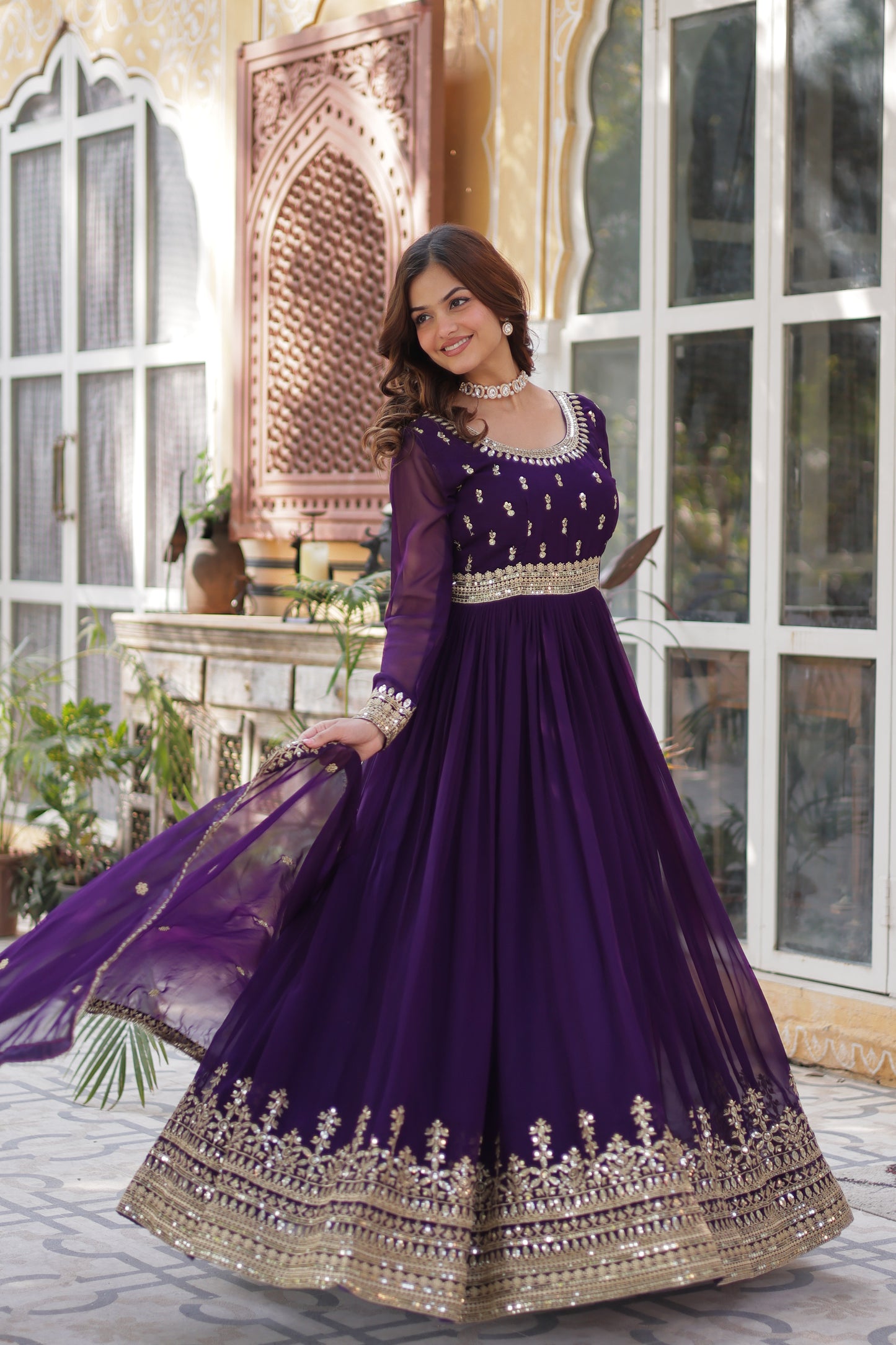 KurtaX Ultra-Luxe Gown – Perfect for Weddings (Purple)