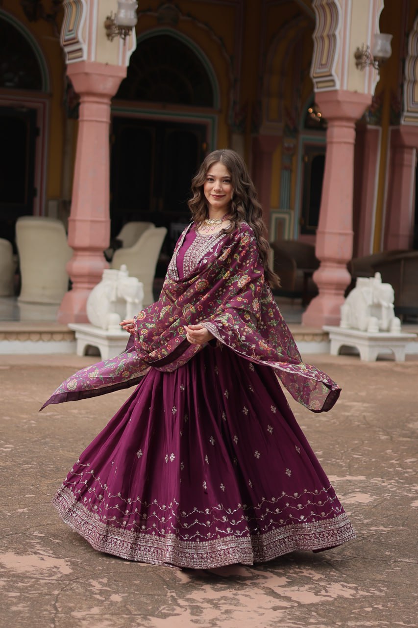 PREMIUM MAROON GOWN-WITH-DUPATTA COLLECTIONS