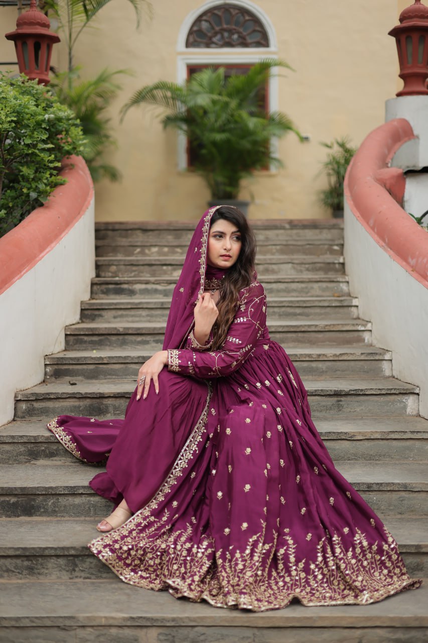 PREMIUM DESIGNER READYMADE MAROON TOP-SHARARA-DUPATTA COLLECTIONS