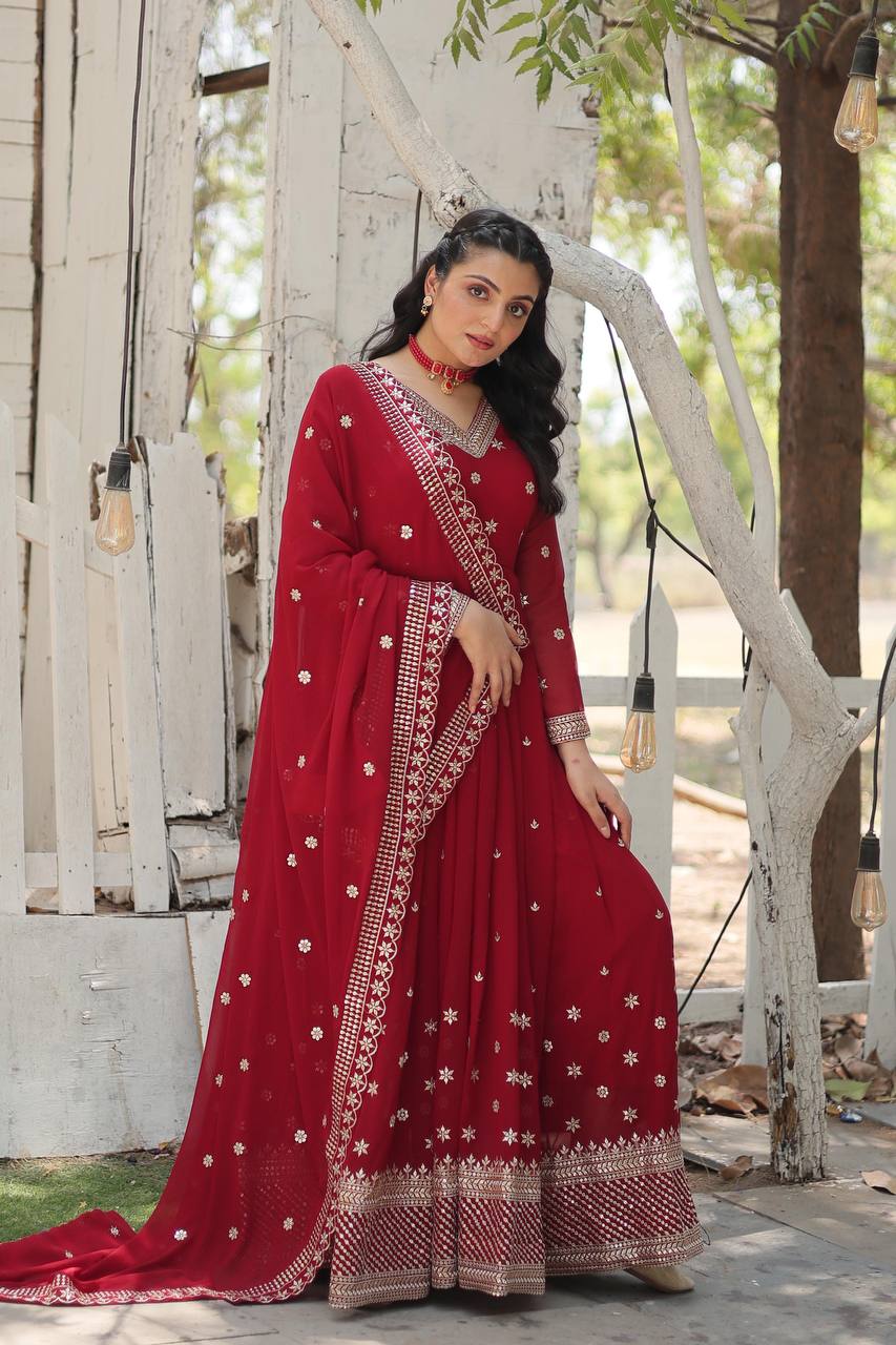 PREMIUM MAROON GOWN-WITH-DUPATTA COLLECTIONS