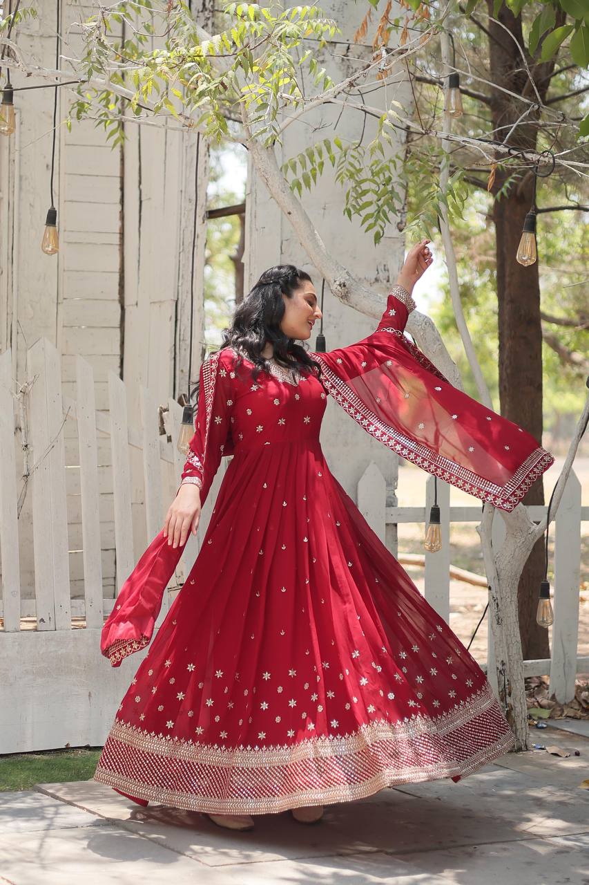 PREMIUM MAROON GOWN-WITH-DUPATTA COLLECTIONS