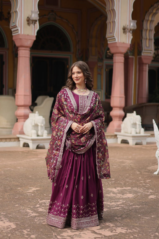 PREMIUM MAROON GOWN-WITH-DUPATTA COLLECTIONS