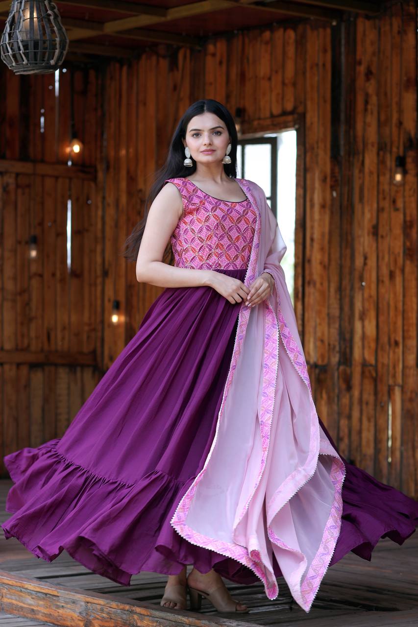 PREMIUM DESIGNER READYMADE MAGENTA GOWN-DUPATTA COLLECTIONS. 👜