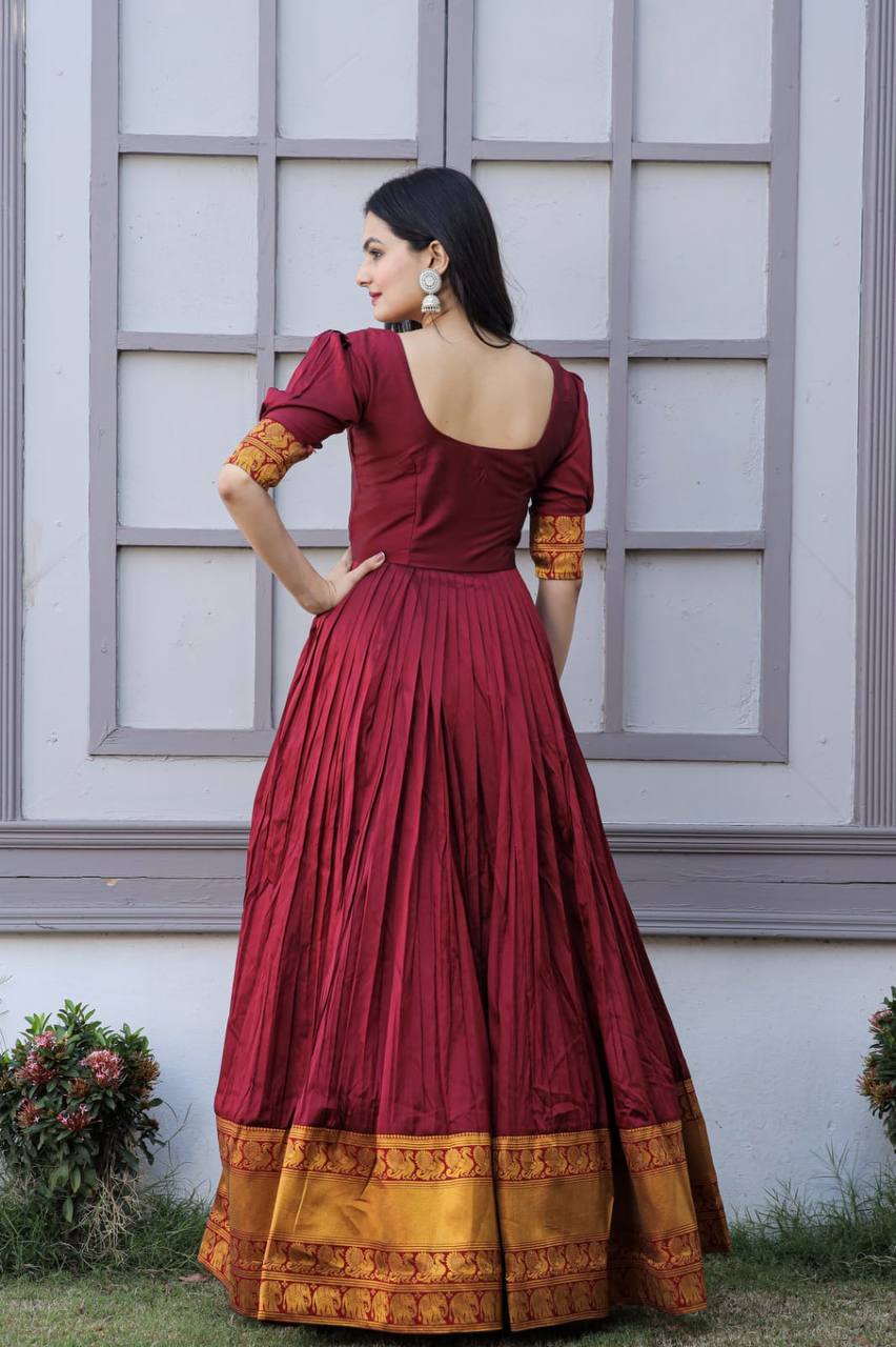 PREMIUM DESIGNER READYMADE MOM-DAUGHTER MAROON GOWN COLLECTIONS.