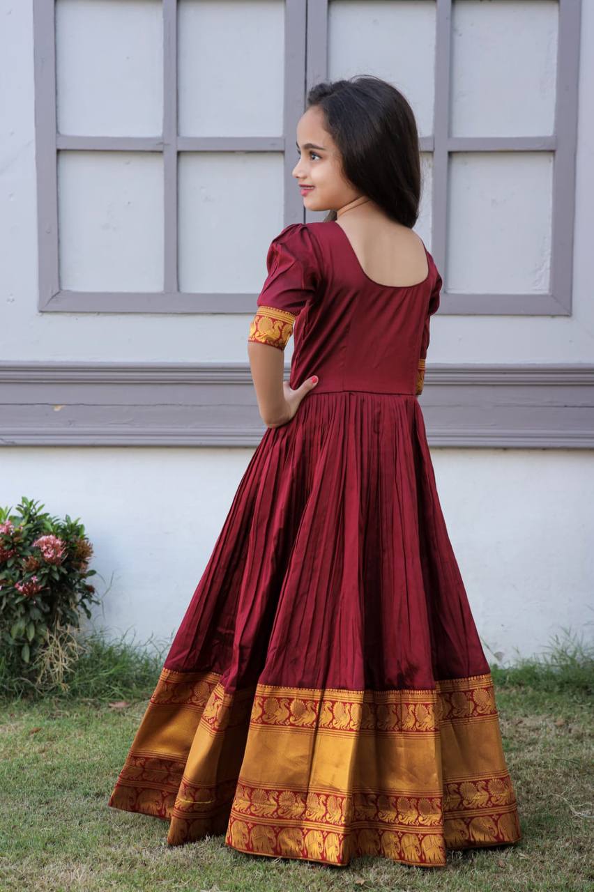 PREMIUM DESIGNER READYMADE MOM-DAUGHTER MAROON GOWN COLLECTIONS.