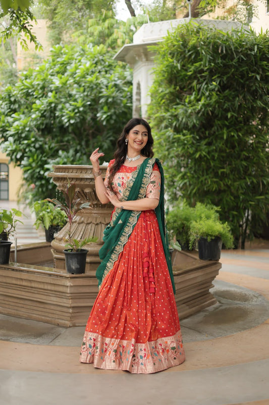 PREMIUM ORANGE LEHENGA CHOLI WITH DUPATTA COLLECTIONS