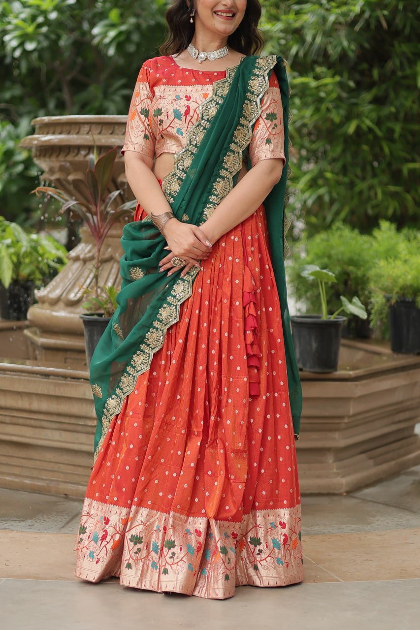 PREMIUM ORANGE LEHENGA CHOLI WITH DUPATTA COLLECTIONS