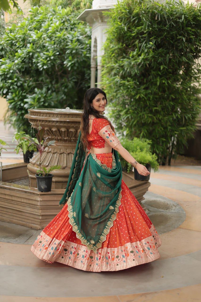 PREMIUM ORANGE LEHENGA CHOLI WITH DUPATTA COLLECTIONS