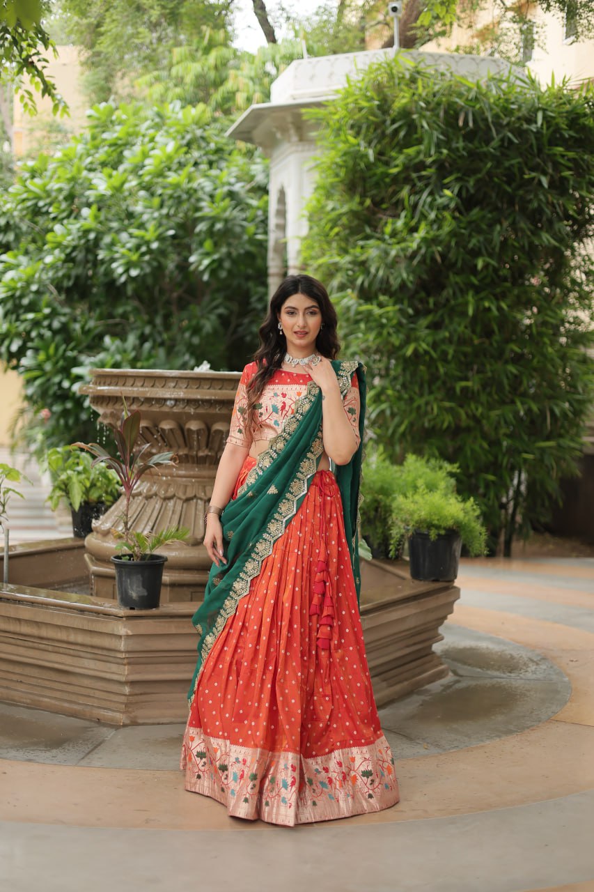 PREMIUM ORANGE LEHENGA CHOLI WITH DUPATTA COLLECTIONS