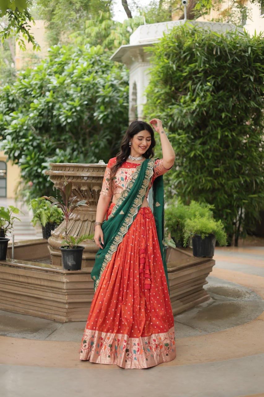 PREMIUM ORANGE LEHENGA CHOLI WITH DUPATTA COLLECTIONS