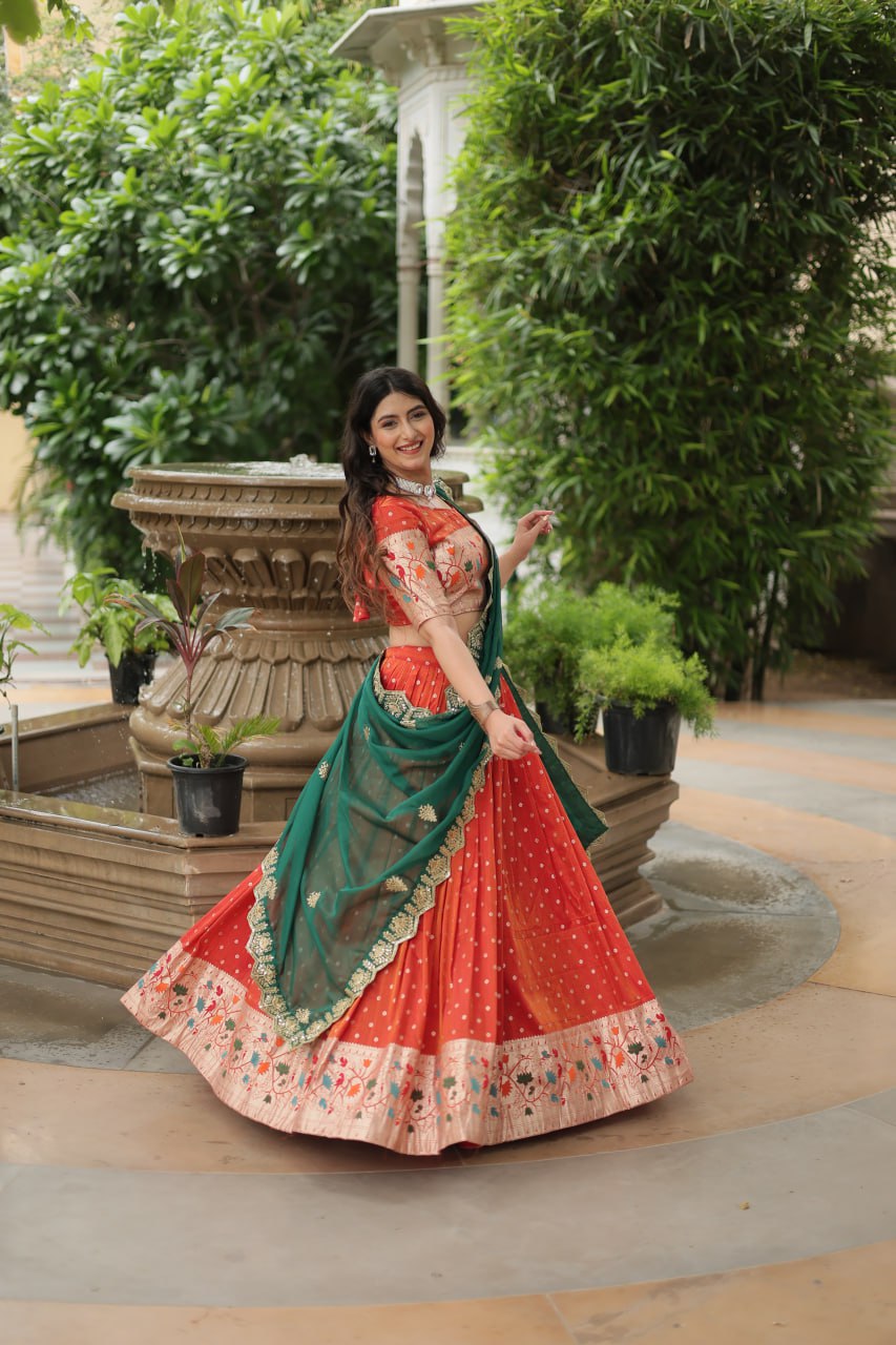 PREMIUM ORANGE LEHENGA CHOLI WITH DUPATTA COLLECTIONS