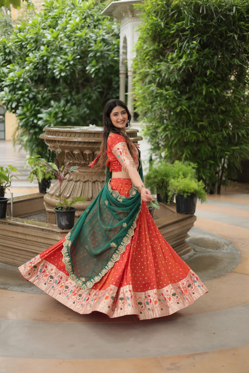 PREMIUM ORANGE LEHENGA CHOLI WITH DUPATTA COLLECTIONS