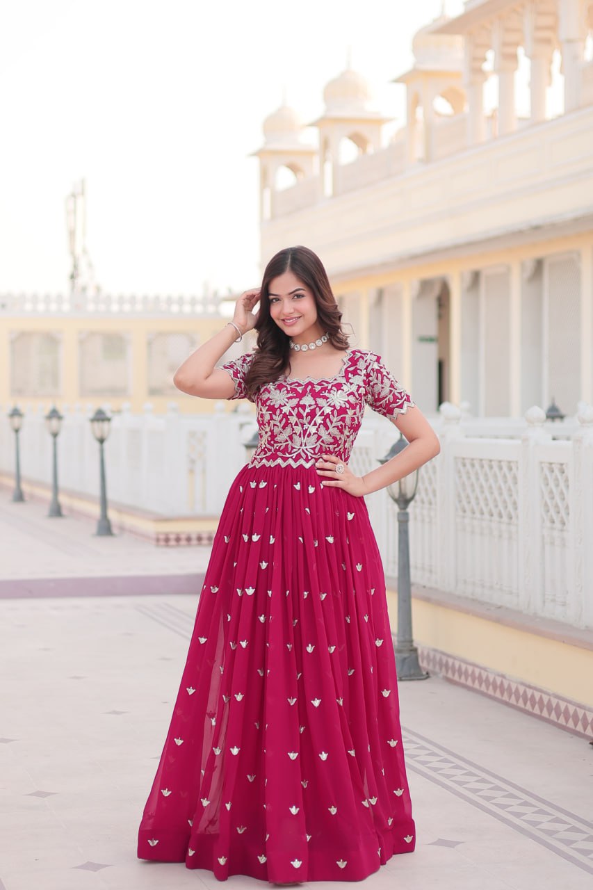 PREMIUM READYMADE DESIGNER PINK GOWN ASPIRATIONAL FOR WOMEN TO WEAR THE BEST OF GOWNS