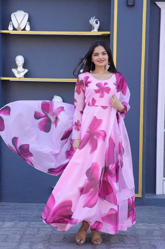 PREMIUM DESIGNER READYMADE PINK GOWN-DUPATTA COLLECTIONS.