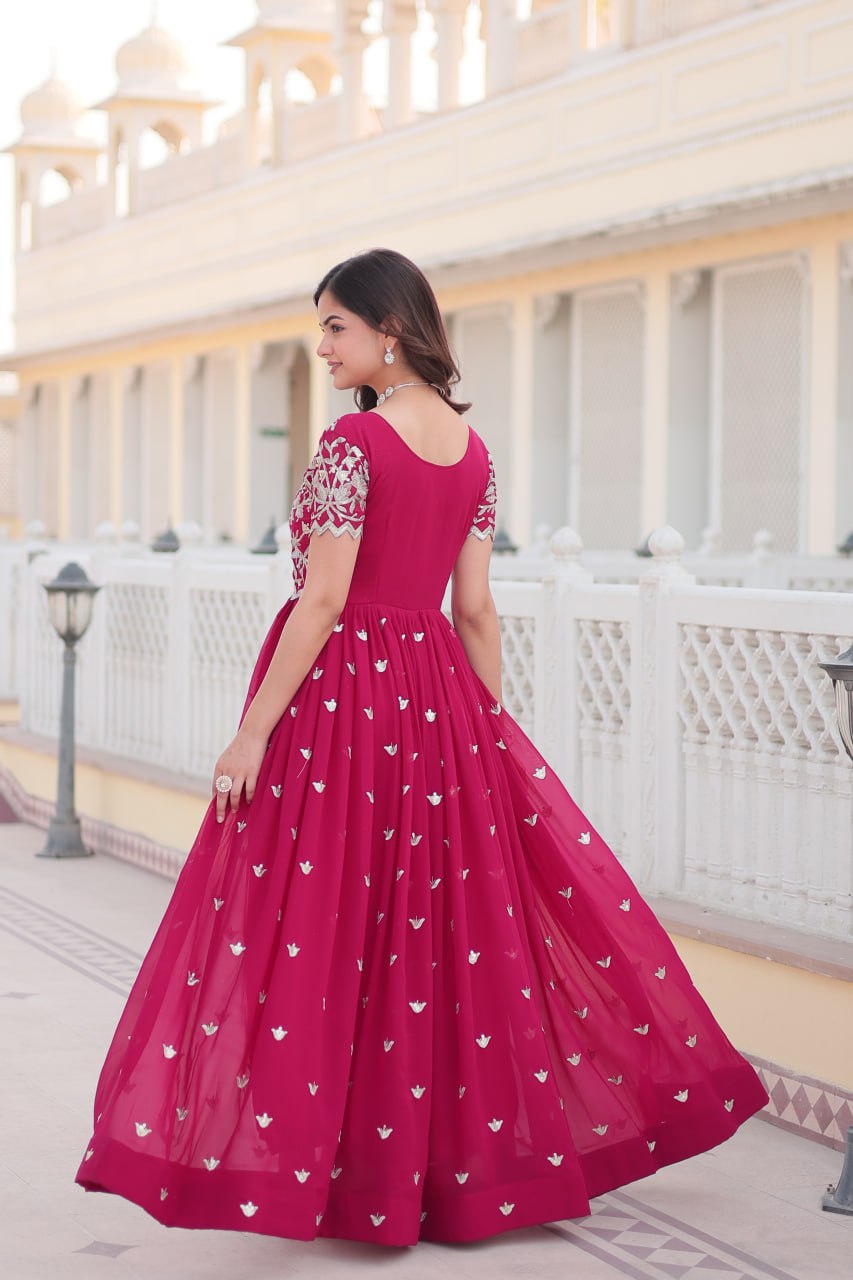 PREMIUM READYMADE DESIGNER PINK GOWN ASPIRATIONAL FOR WOMEN TO WEAR THE BEST OF GOWNS