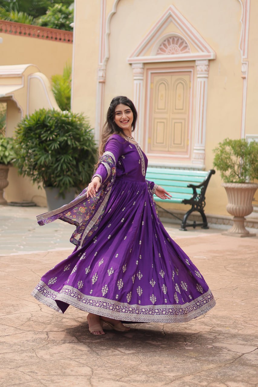 PREMIUM PURPLE GOWN-WITH-DUPATTA COLLECTIONS