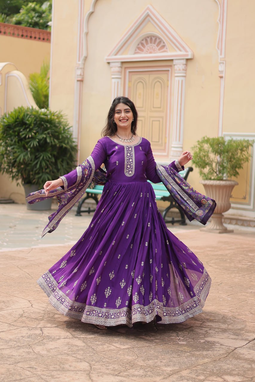 PREMIUM PURPLE GOWN-WITH-DUPATTA COLLECTIONS