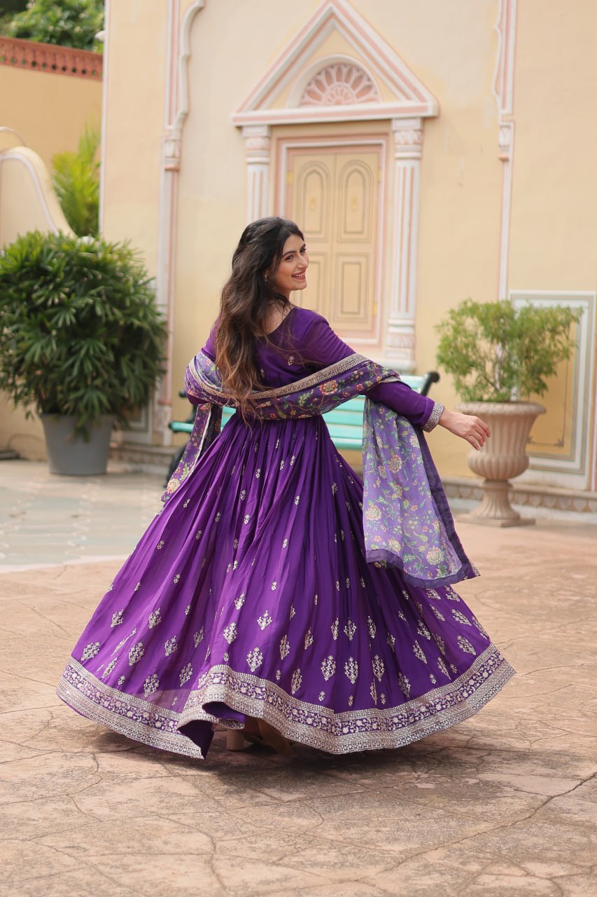 PREMIUM PURPLE GOWN-WITH-DUPATTA COLLECTIONS