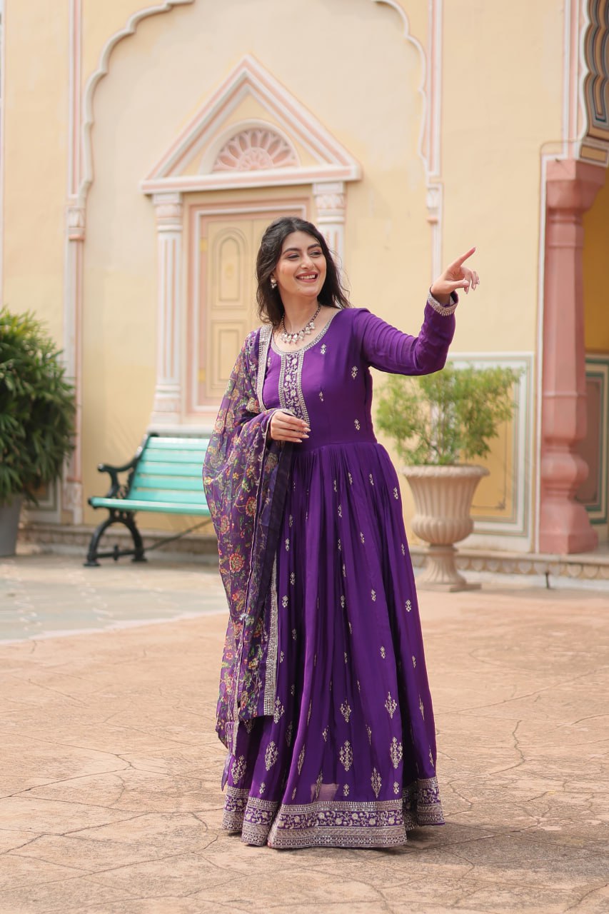 PREMIUM PURPLE GOWN-WITH-DUPATTA COLLECTIONS