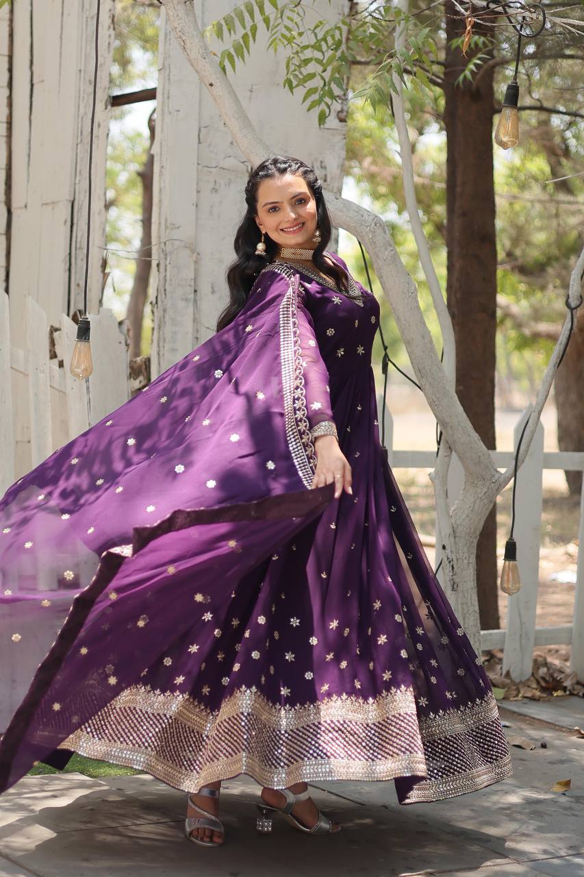 PREMIUM PURPLE GOWN-WITH-DUPATTA COLLECTIONS