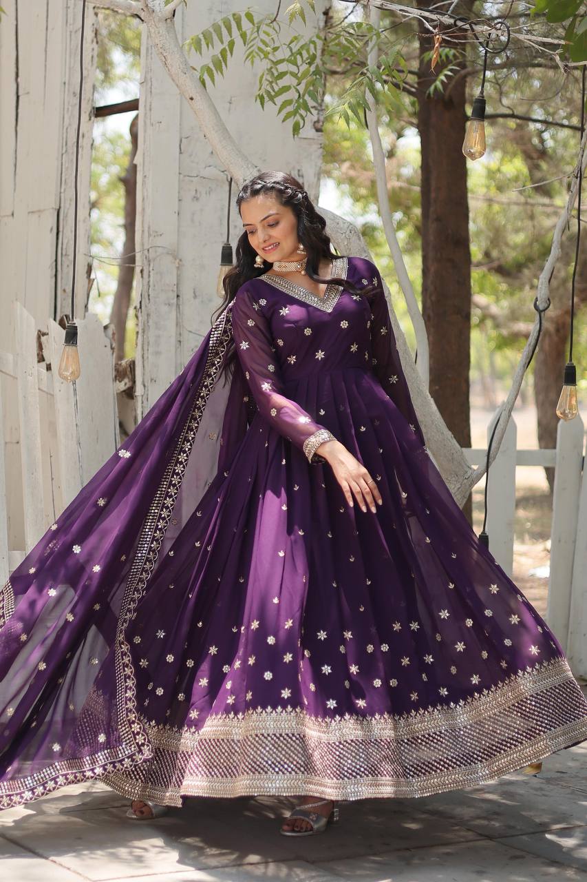 PREMIUM PURPLE GOWN-WITH-DUPATTA COLLECTIONS