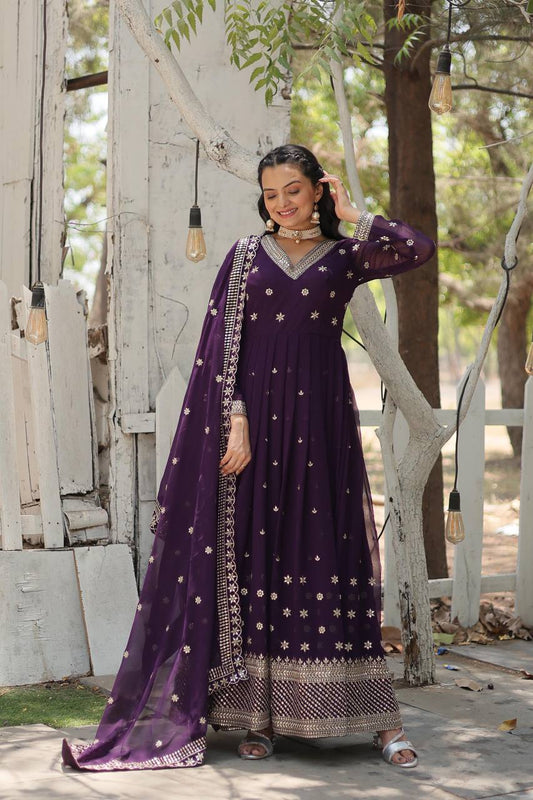 PREMIUM PURPLE GOWN-WITH-DUPATTA COLLECTIONS