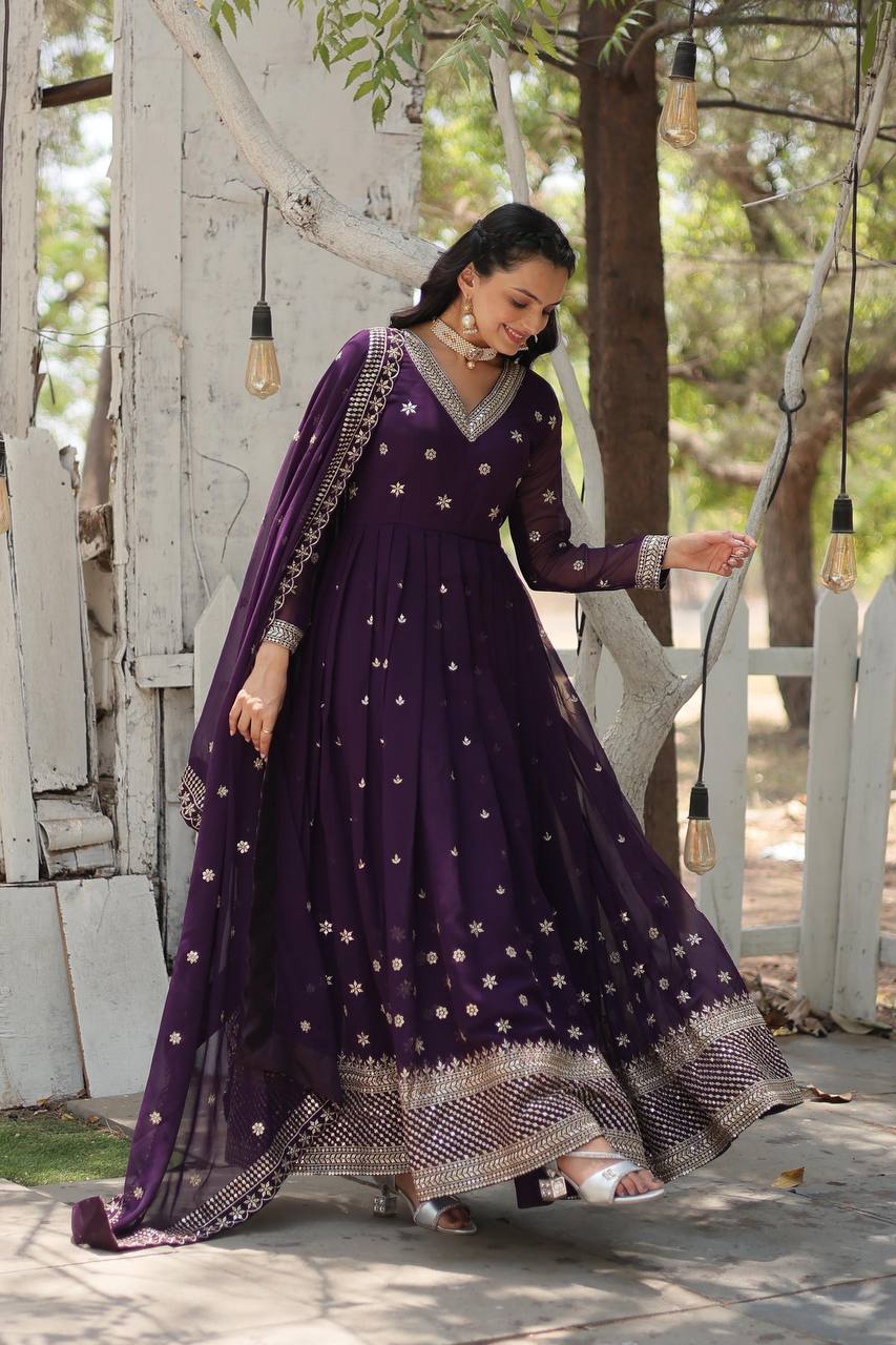 PREMIUM PURPLE GOWN-WITH-DUPATTA COLLECTIONS