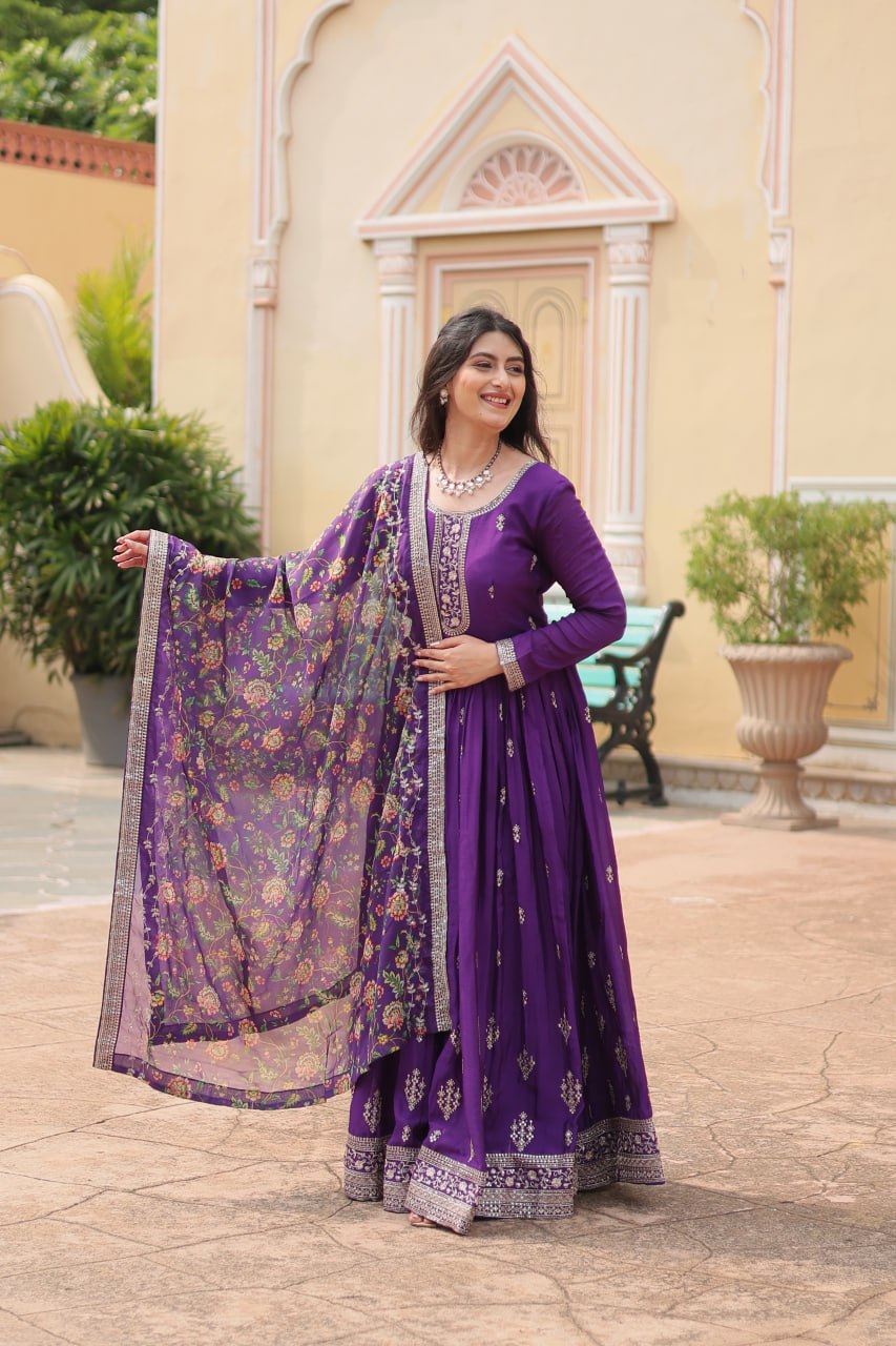 PREMIUM PURPLE GOWN-WITH-DUPATTA COLLECTIONS