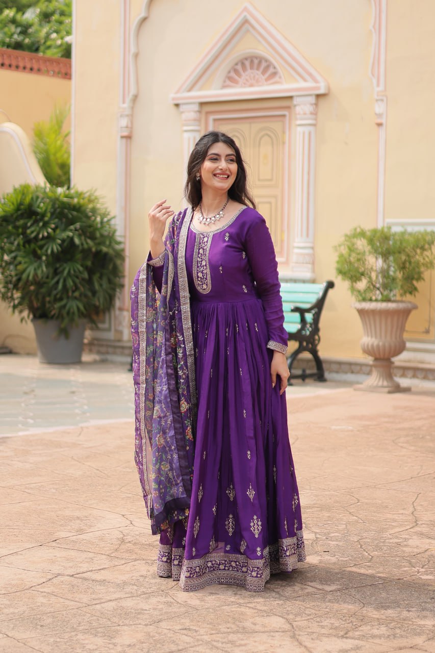 PREMIUM PURPLE GOWN-WITH-DUPATTA COLLECTIONS