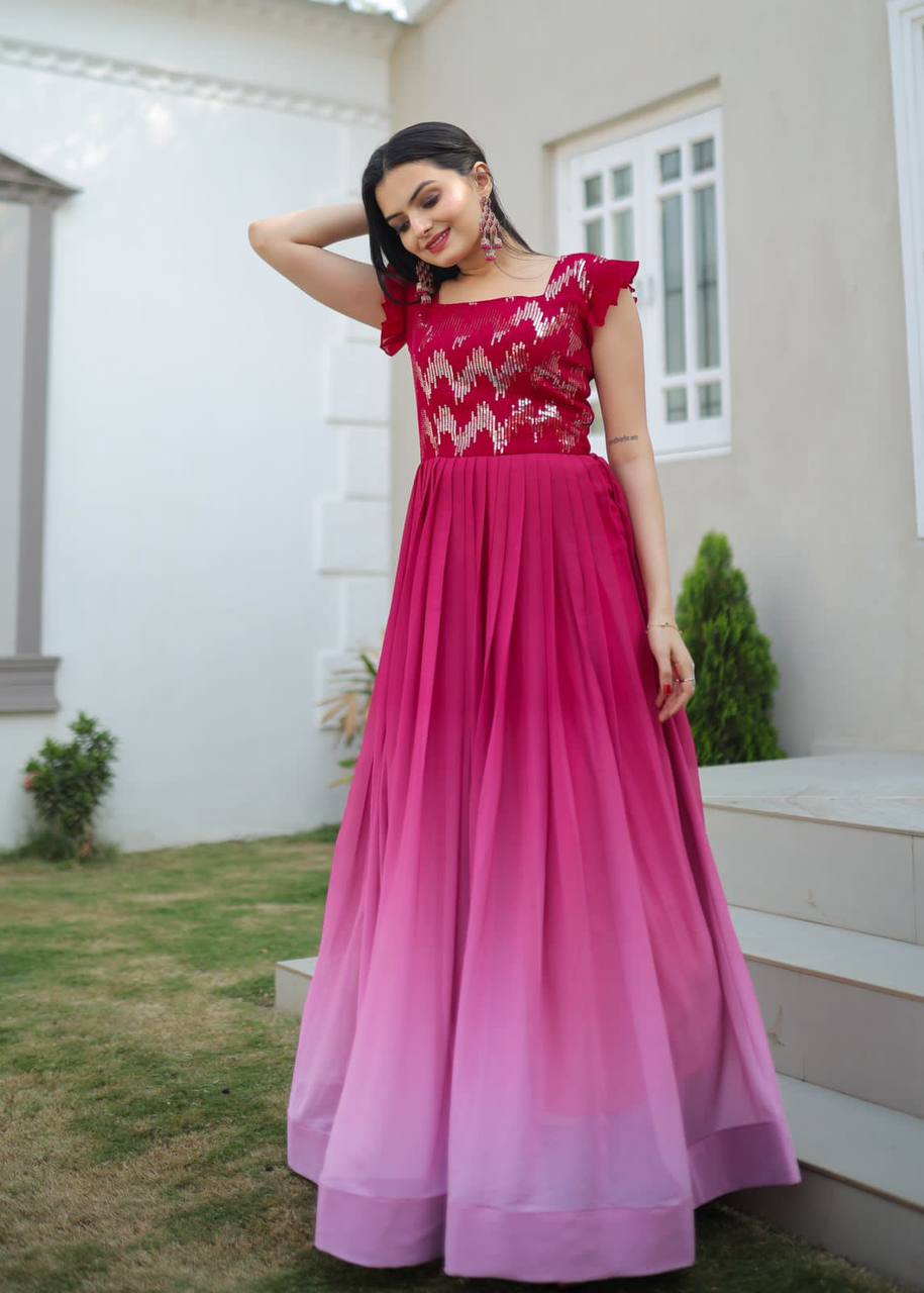 PREMIUM READYMADE DESIGNER PINK GOWN COLLECTIONS.💃🏻