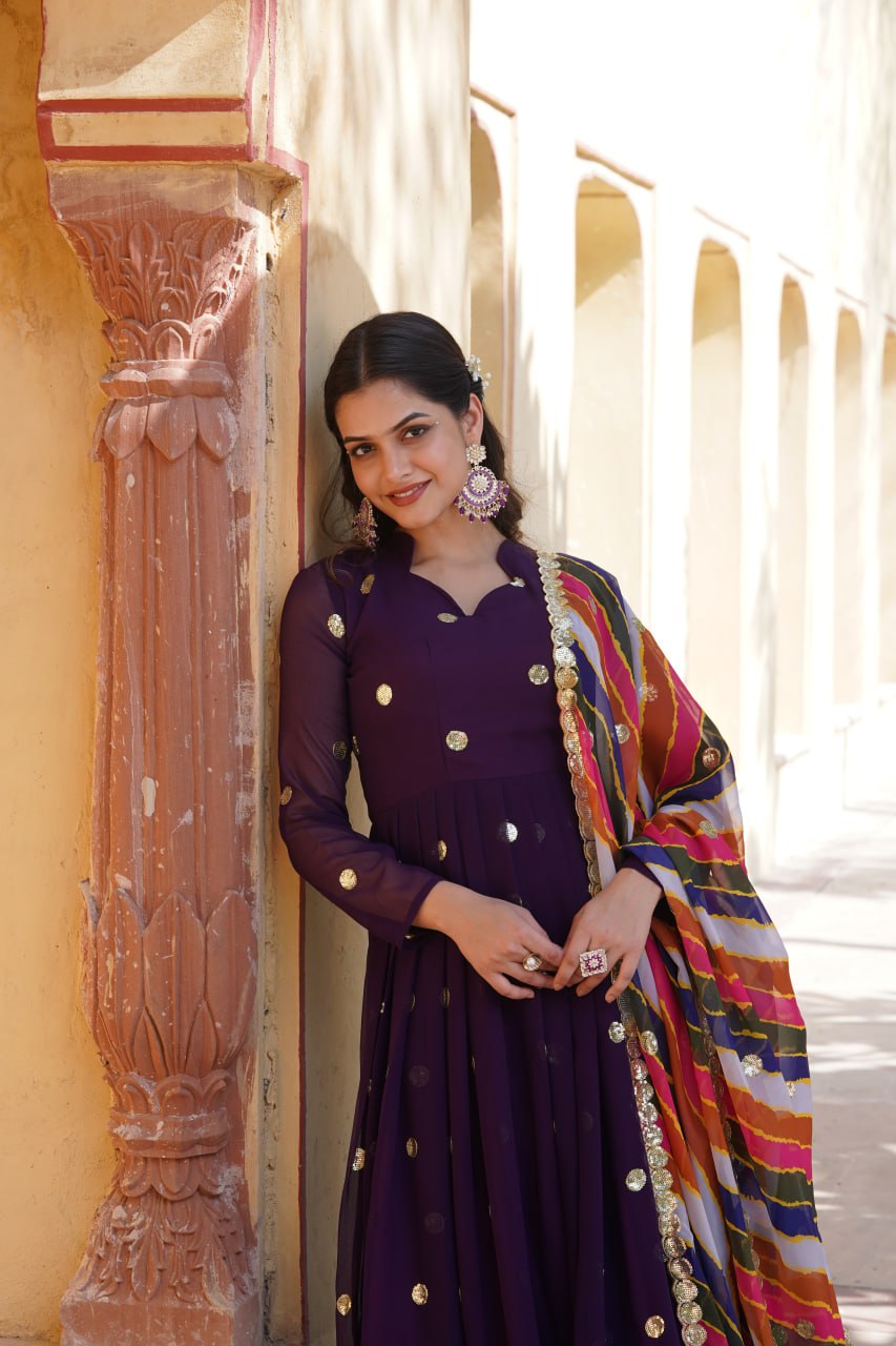 DESIGNER PINK PURPLE IS LUXURY CLOTHING CONSIDERED TO BE HIGH QUALITY MADE BY ZARI THREAD & SEQUINS EMBROIDERY