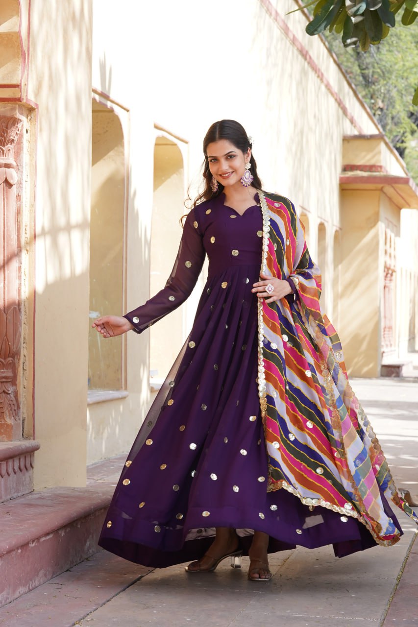 DESIGNER PINK PURPLE IS LUXURY CLOTHING CONSIDERED TO BE HIGH QUALITY MADE BY ZARI THREAD & SEQUINS EMBROIDERY