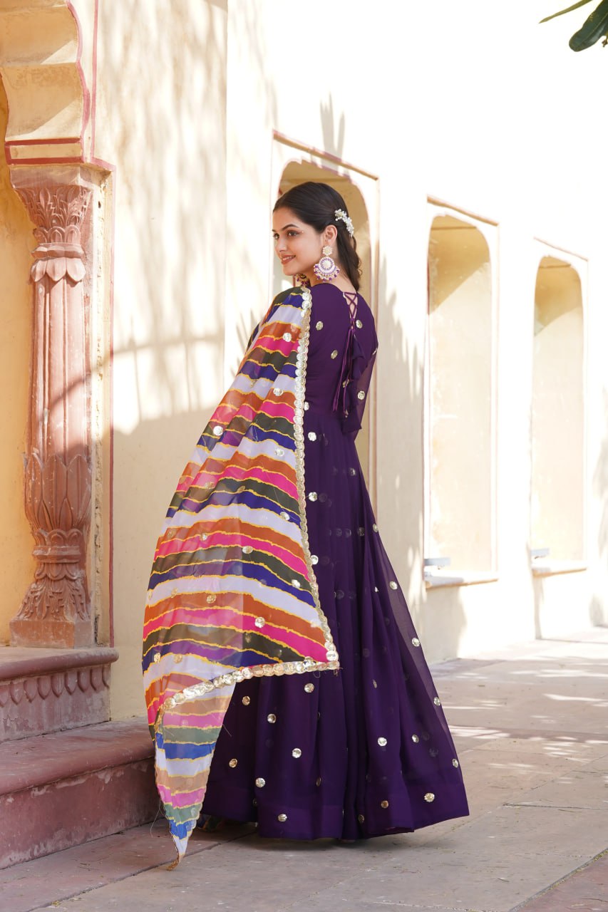 DESIGNER PINK PURPLE IS LUXURY CLOTHING CONSIDERED TO BE HIGH QUALITY MADE BY ZARI THREAD & SEQUINS EMBROIDERY