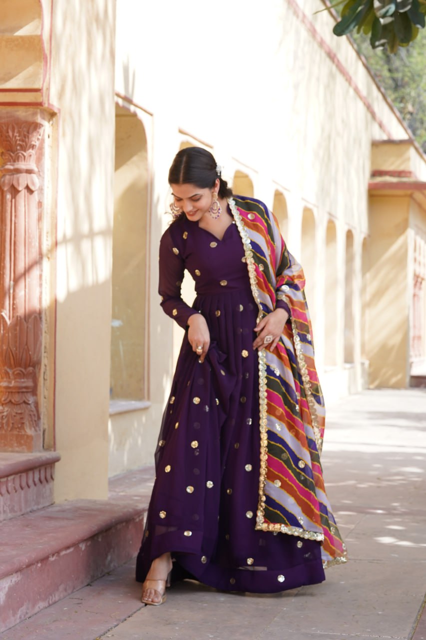 DESIGNER PINK PURPLE IS LUXURY CLOTHING CONSIDERED TO BE HIGH QUALITY MADE BY ZARI THREAD & SEQUINS EMBROIDERY